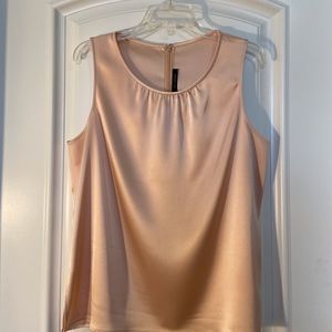 St John sleeveless peach satin blouse.